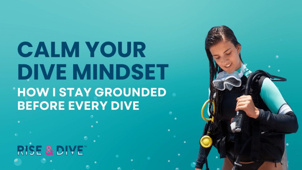 Scuba diver practicing calm breathing techniques before diving to overcome anxiety.