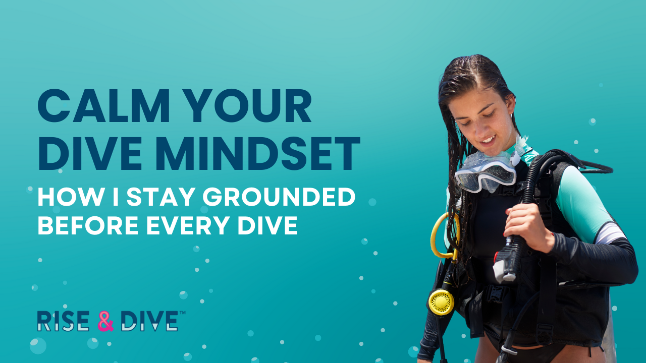 Scuba diver practicing calm breathing techniques before diving to overcome anxiety.