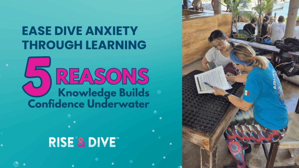 Featured image showing diver with scuba equipment in Cozumel to ease dive anxiety through learning and private instruction