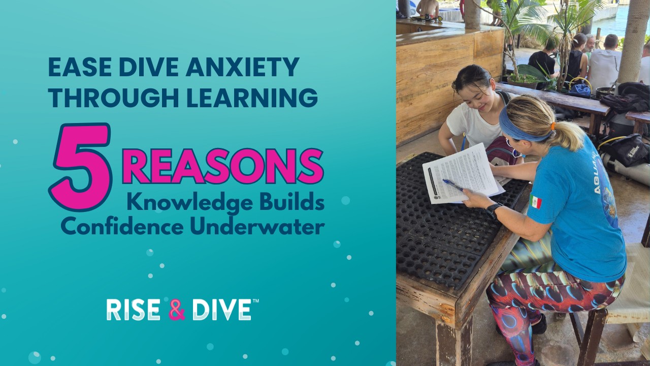 Featured image showing diver with scuba equipment in Cozumel to ease dive anxiety through learning and private instruction
