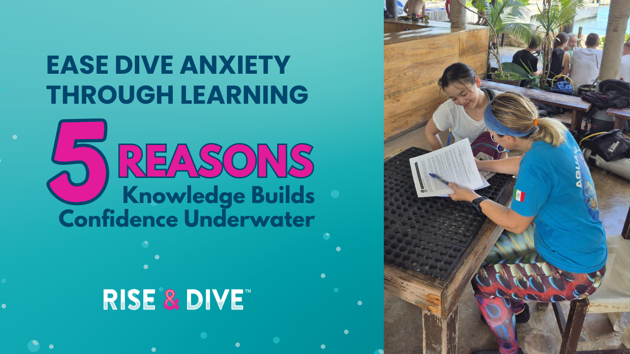 Featured image showing diver with scuba equipment in Cozumel to ease dive anxiety through learning and private instruction