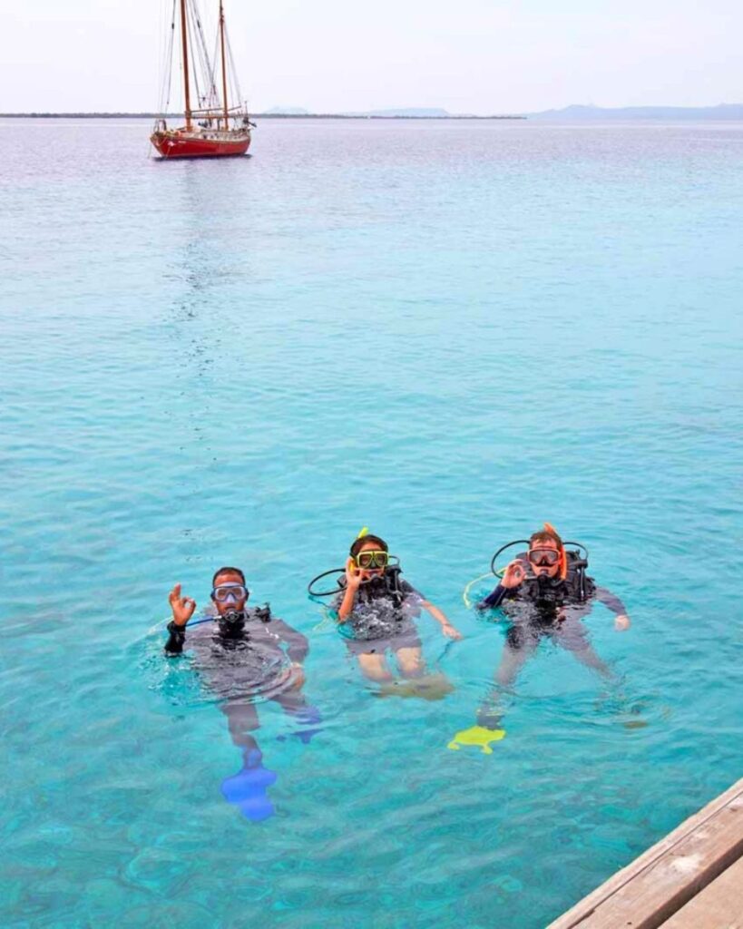 Bonaire diving conditions warm water diver comfortable in 3mm wetsuit